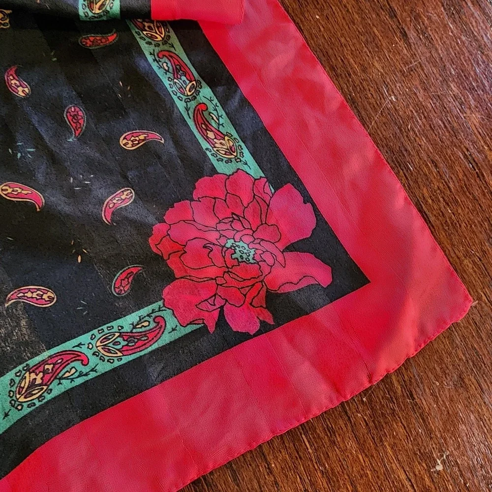 Vintage Silk? Floral Scarf Whimsigoth Retro Maximalist Glam Dark Moody Fairy Art